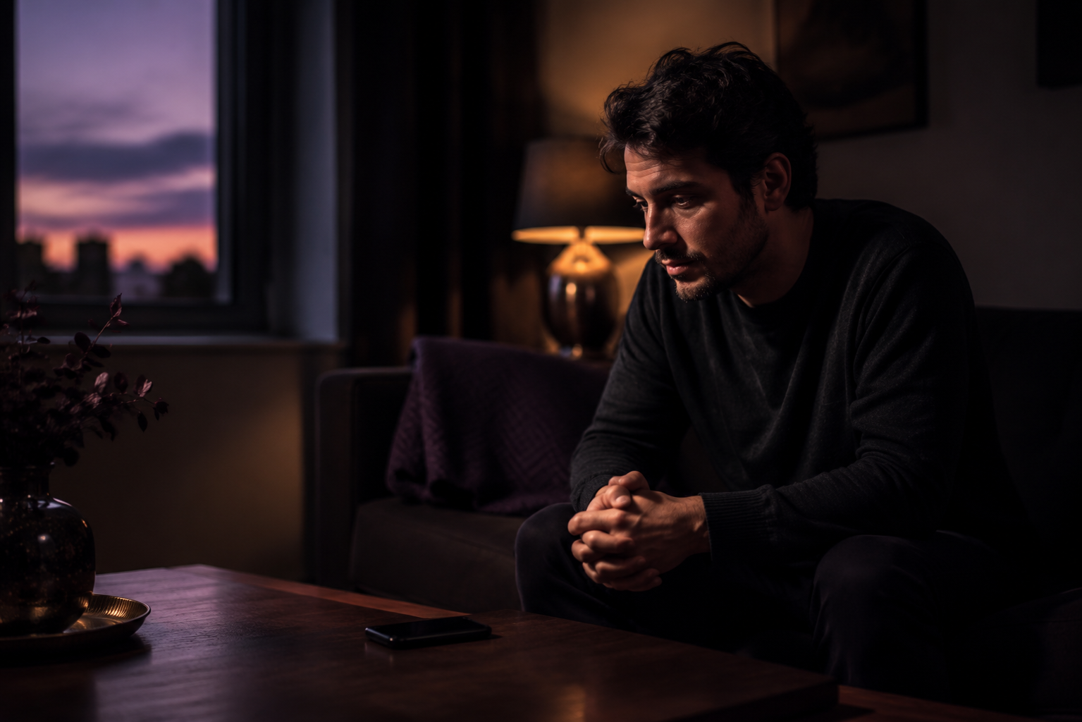 What Their Silence Really Means A thoughtful man sitting near an unanswered phone in a quiet room